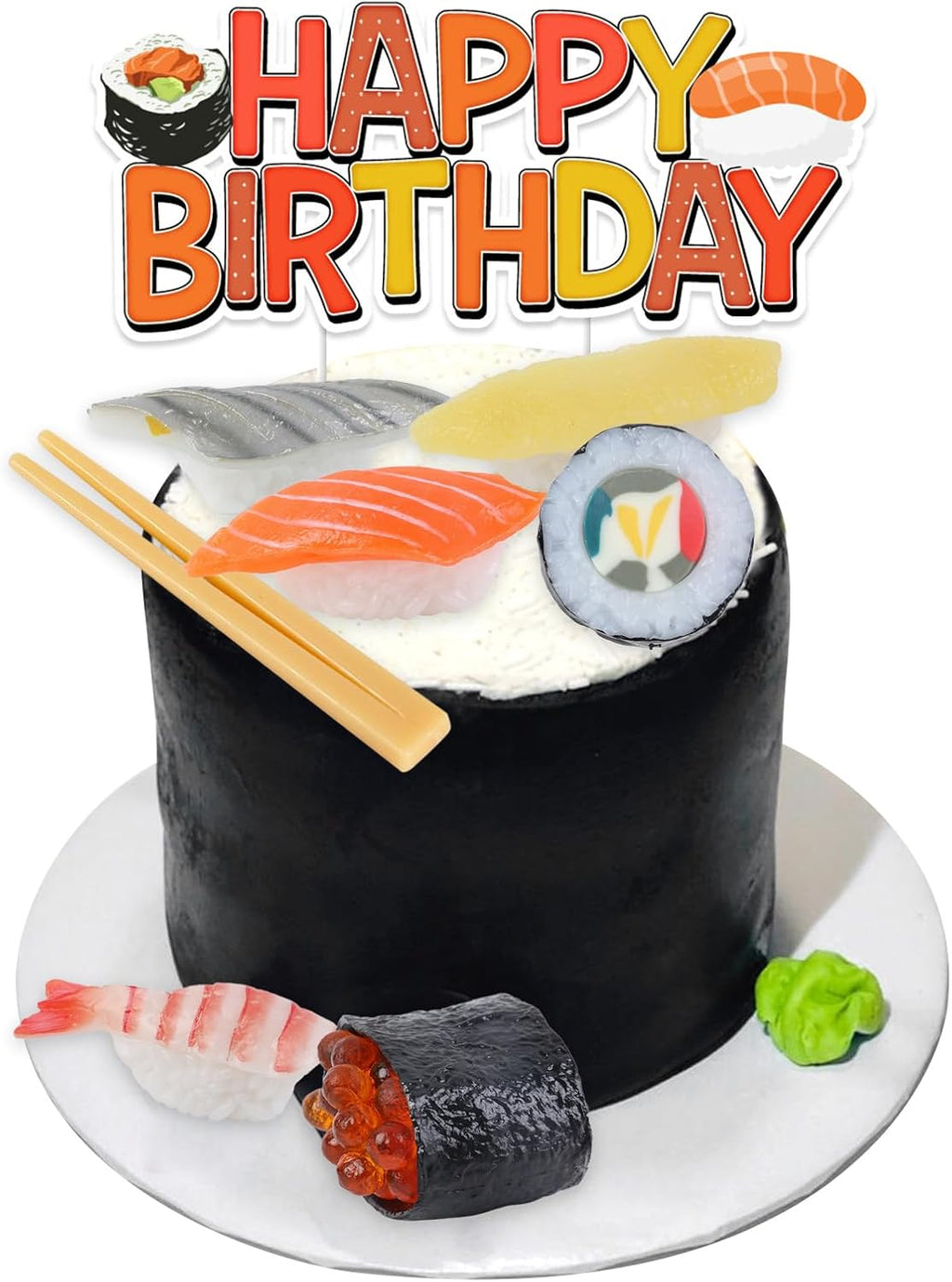 Sushi Theme Cake Decorations - Sushi Chopsticks Cake Figurines Cupcake Toppers Dessert Picks, Sushi Food Theme Birthday Party Celebration Photo Props