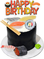 Sushi Theme Cake Decorations - Sushi Chopsticks Cake Figurines Cupcake Toppers Dessert Picks, Sushi Food Theme Birthday Party Celebration Photo Props