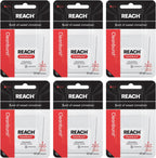REACH Waxed Dental Floss, Cinnamon, Plaque Remover for Teeth, Shred Resistant, Floss Slides Smoothly, Easy to Use, Waxed, Deep Cleaning Teeth, Oral Care, PFAS Free, for Adults & Kids, 6 Pack, 55 yd