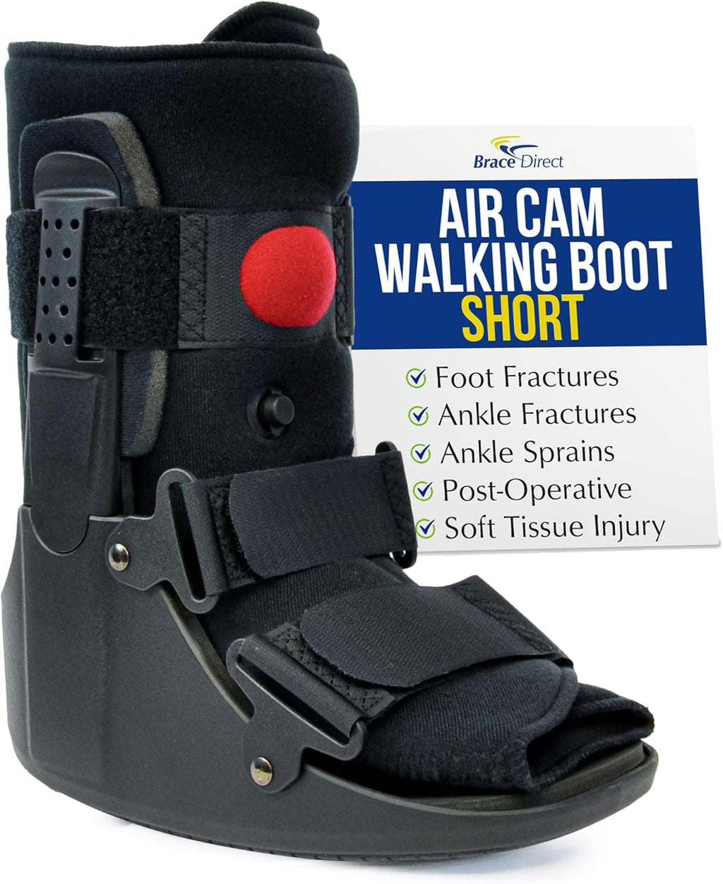Brace Direct Air CAM Walker Boot for Foot and Ankle Fractures Sprains and Post Surgical Recovery - Lightweight Short Orthopedic Boot (US SHOE: Men 11-12.5 Women 12-13.5)