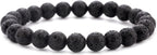 Men Women 8mm Natural Stone Lava Rock Diffuser Bracelet Elastic Yoga Agate Beads Bracelet Bangle