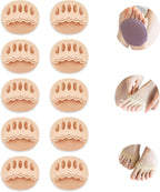 Honeycomb Fabric Forefoot Pads, Soft Ball of Foot Cushion, Women High Heels Invisible Toe Socks, Half Forefoot Socks for High Heels Sandals (5 Pairs Beige)