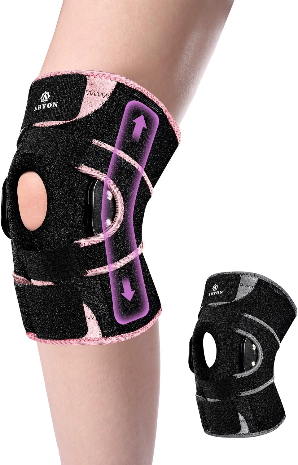 ABYON Hinged Knee Brace for Men & Women Meniscus Tear, ACL/MCL Pain, Arthritis - Maximum Knee Support with Metal Side Stabilizers, Adjustable 360° Wraparound Strap for Knee Pain and Post-Surgery Recovery - Please Check How To Size Video