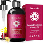 Massage Oil 8 oz - Organic Body Massage Oil with Ylang Ylang, Patchouli & Vanilla Rose - Relaxing Massage Therapy