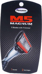 Personna M5 Magnum System Handle with Tray and 2 Refill Cartridges, Orange