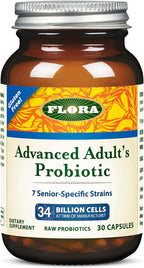 Flora - Advanced Adult's Blend Probiotic, Seven Senior-Specific Strains, Gluten Free, Raw Probiotic with 34 Billion Cells, 30 Capsules