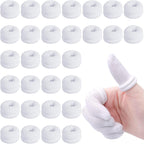 Finger Bandages 30pcs Bobs Thumb Bandage Finger Bandage Tubular White Cotton Finger Cots Finger Stall for Work Kitchen Finger Protection