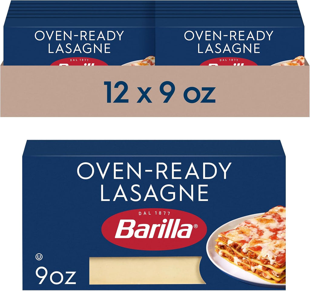 Barilla Oven-Ready Lasagne, 9 oz. Box (Pack of 12) - Pasta Made with Durum Wheat Semolina - Kosher Certified