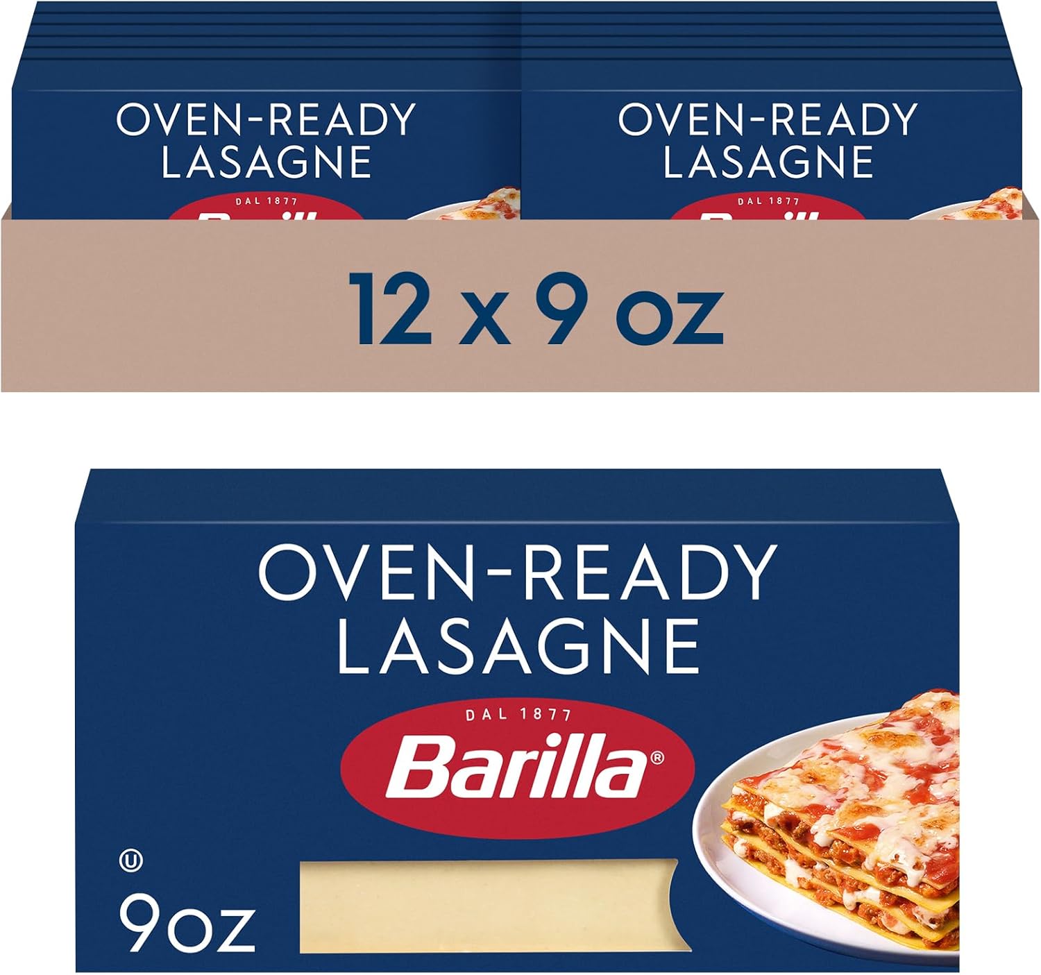 Barilla Oven-Ready Lasagne, 9 oz. Box (Pack of 12) - Pasta Made with Durum Wheat Semolina - Kosher Certified