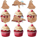 18pcs Glitter Sloth Cupcake Topper for Animal Theme Party Favors Decorations Men Women Happy Birthday Party Decor Supplies