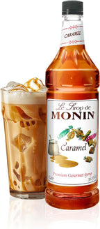 Monin - Caramel Syrup, Rich and Buttery, Great for Desserts, Coffee, and Cocktails, Gluten-Free, Non-GMO (1 Liter)