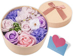 Rose Soap Petals Gift Set - Floral Scented Bath Soap with Essential Oils in Decorative Flower Box, Valentine Soap & Flower Soap for Women, Perfect for Valentine's Day, Christmas & Home Decor (Purple)