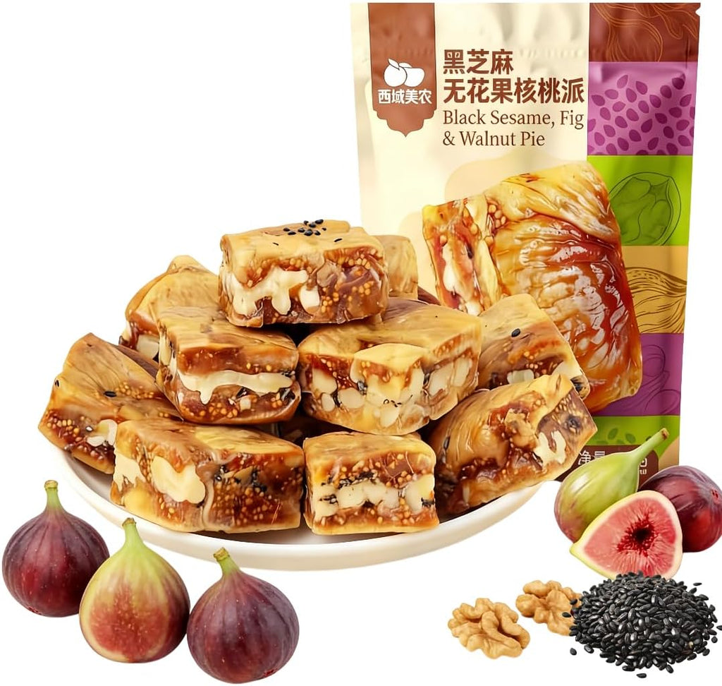 Fig Walnut Black Sesame Pie 158g,Fig Bar,Fichi Fig and Walnut Bites, Added Black Sesame Seeds,Nutritious Nut Snack,Individually Packaged & Portable Healthy Nutritious Dessert,Healthy Energy Bar