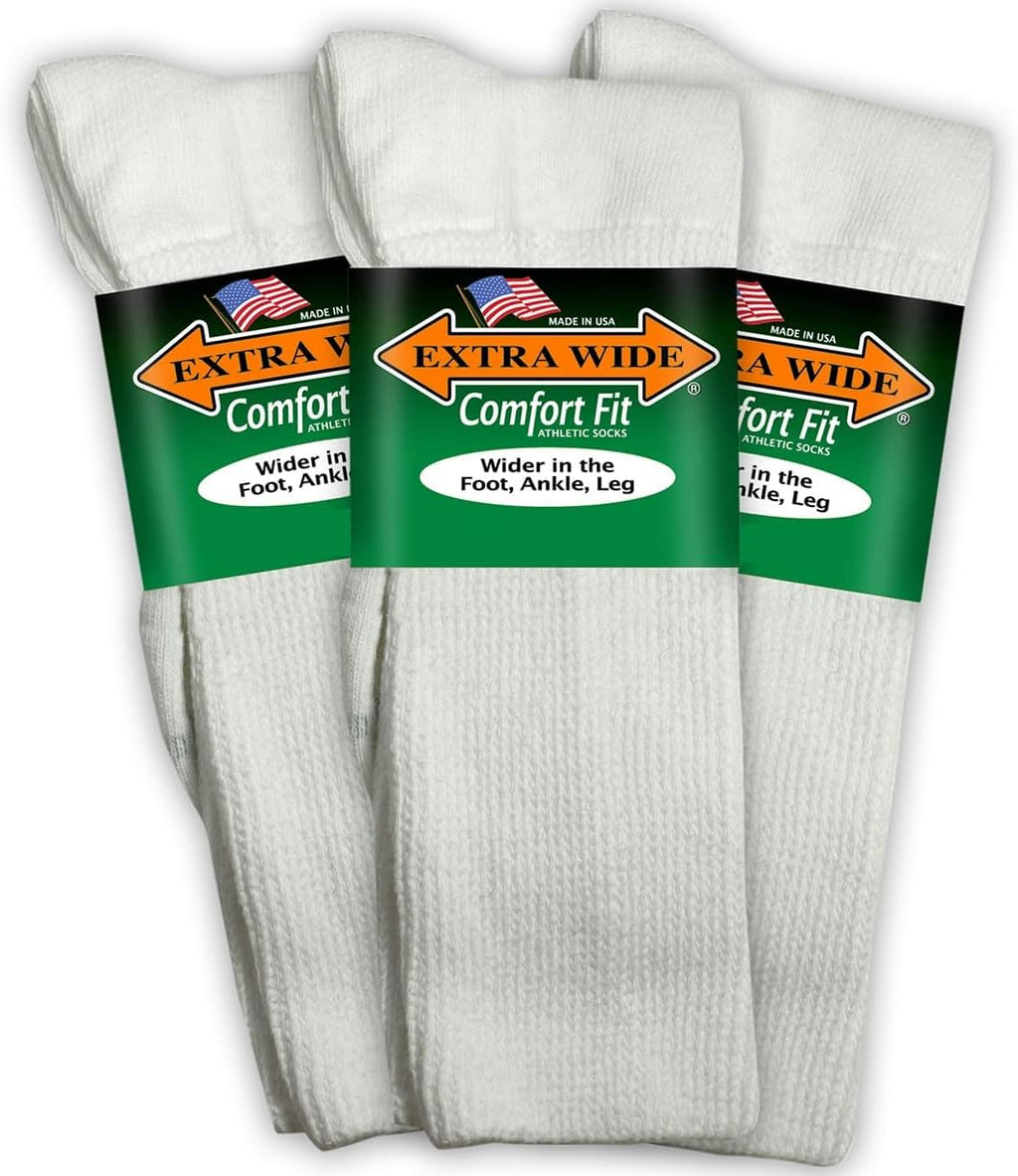 Extra Wide Comfort Fit Athletic Crew (Mid-Calf) Socks for Men and Women, For Wide Feet Pick your size, Do not size up