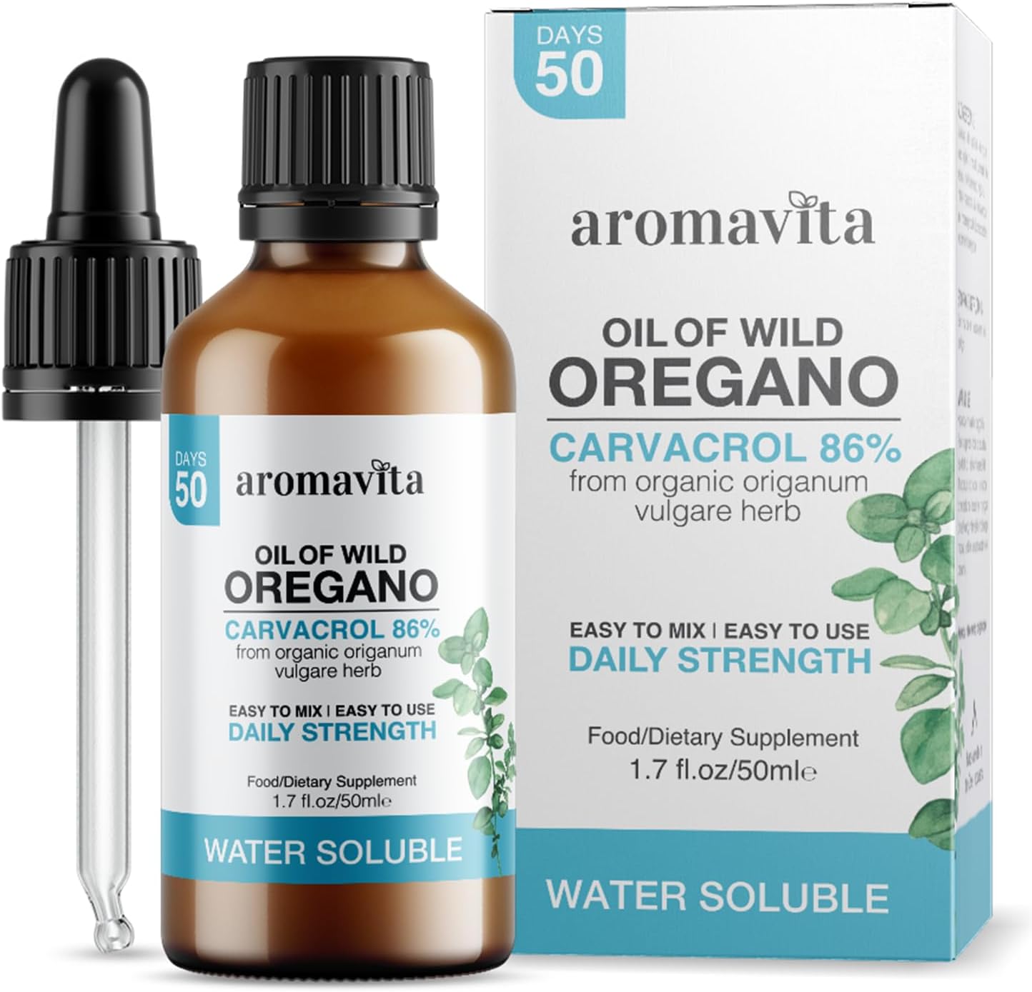 Water Soluble Wild Oregano Oil Organic Liquid Drops - Oregano Oil for Healthy Gums and Sore Throats, Digestive and Immune Support, Respiratory Health