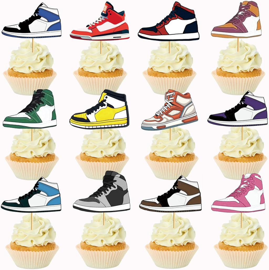 Sneaker Cupcake Toppers Sneaker Cake Decorations Sneaker Party Decorations Sport Shoes Cupcake Toppers for Kids Boys Birthday Party