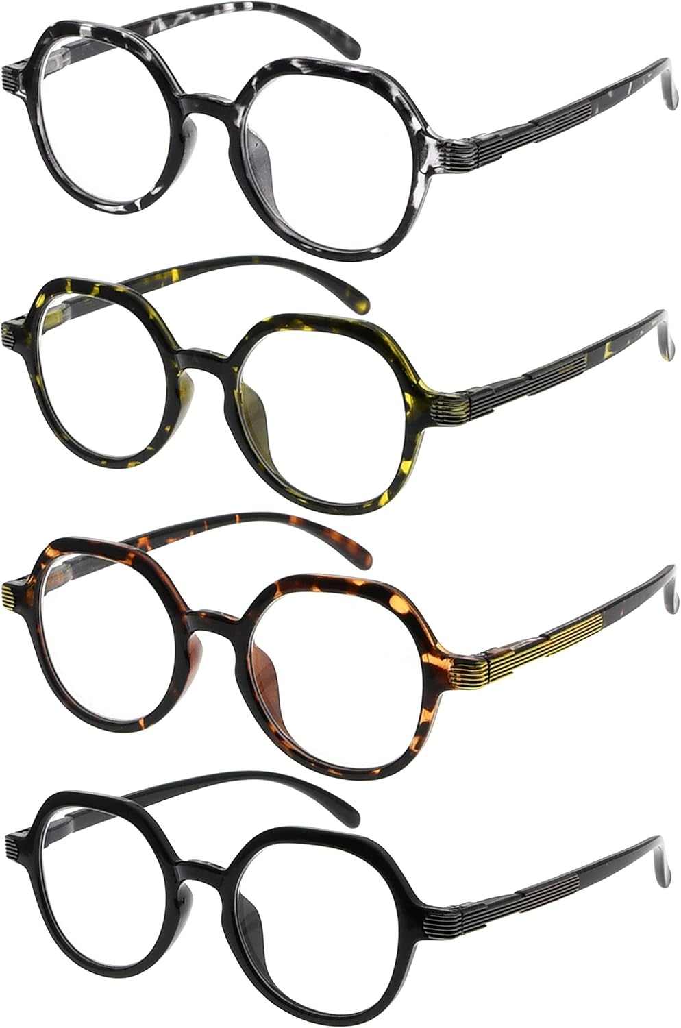 Eyekepper 4 Packing Retro Design Glasses for Women Reading - Vintage Reading Eyeglasses Small Lens Readers Men +2.50