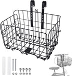 Knee Scooter Basket Accessory, Removable Wire Basket, Fits Most Knee Scooter Models, Easy Installation, Foldable Design, Black Metal Handlebar Mount