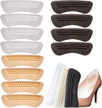 6 Pairs Silicone Heel Pads & Grips for Shoes - Anti Slip Heel Protectors with Bump Design,Transparent Black Nude, Sticky Adhesive Backing, Universal Fit for Heels Sneakers Boots (Thickness：0.2in)