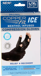 Copper Fit ICE Compression Gloves Infused with Menthol, Black, Large/X-Large