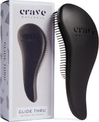 Crave Naturals Glide Thru Detangling Brush, Detangler Brush for Curly, Straight, Wet and Dry Hair Comb for Adults and Kids, Hair Accessories for Women, Black