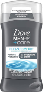 Dove Men+Care Deodorant Stick for Men Clean Comfort Aluminum Free 72-Hour Odor Protection Mens Deodorant with 1/4 Moisturizing Cream 3 oz