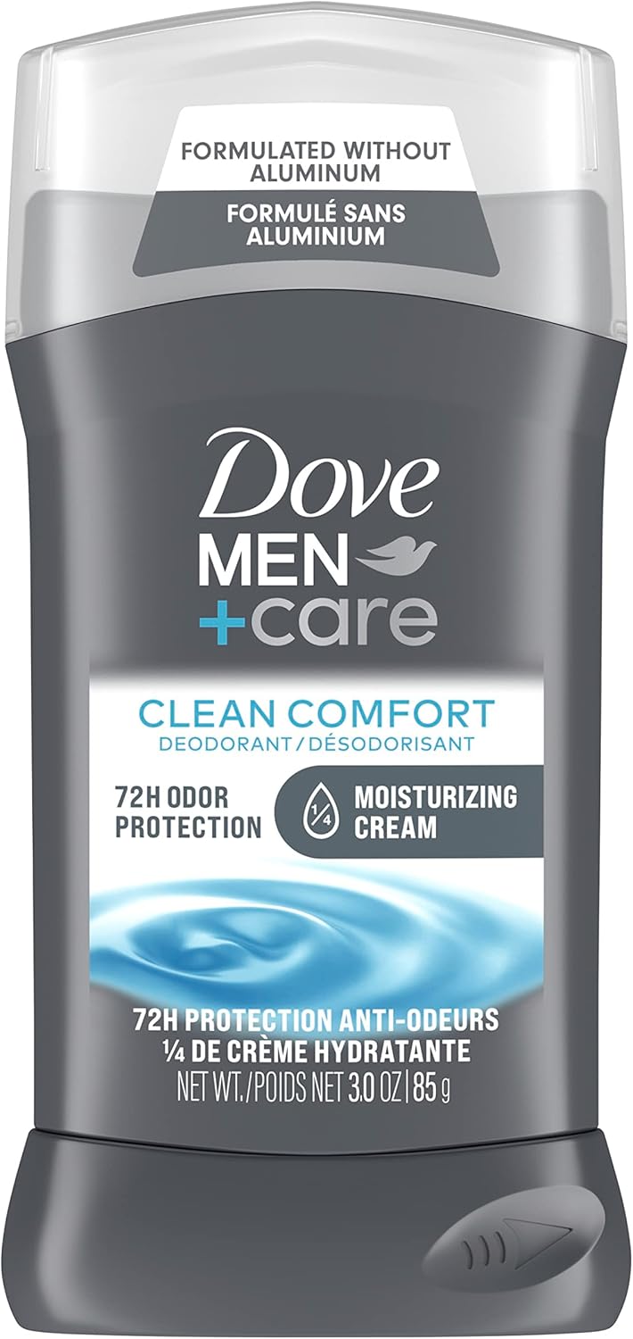 Dove Men+Care Deodorant Stick for Men Clean Comfort Aluminum Free 72-Hour Odor Protection Mens Deodorant with 1/4 Moisturizing Cream 3 oz