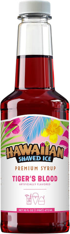 Hawaiian Shaved Ice Syrup Pint, Tiger's Blood Flavor, Great For Slushies, Italian Soda, Popsicles, No Refrigeration Needed, Contains No Nuts, Soy, Wheat, Dairy, Starch, Flour, or Egg Products