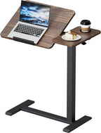 BZIUM Overbed Bedside Table with Hidden Wheels, Adjustable Medical Tilt Top Hospital Bed Table Over The Bed, Rolling Desk Mobile Standing Desk (27.6x15.8, Walnut)