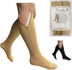 Presadee Petite Original Closed Toe 20-30 mmHg Firm Zipper Compression Leg Socks (Beige, Large-X-Large)