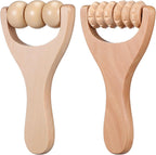 Ciieeo 2Pcs Wooden Massage Roller Muscle Relief/Gift, Wood Massage Tool, Wooden Roller Tools for Body Care and Relaxation, Manual Massage Roller Tool for Daily Home Use (3 Bead Gear Roller)
