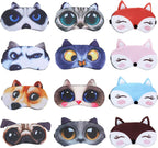 EBaokuup 12 Pack Animal Sleep Eye Mask - Soft Funny Blindfolds Sleeping Mask, Cute Cat Dog Eye Cover Eye Shade for Kids Girls Men Women Plane Travel Nap Night Sleeping