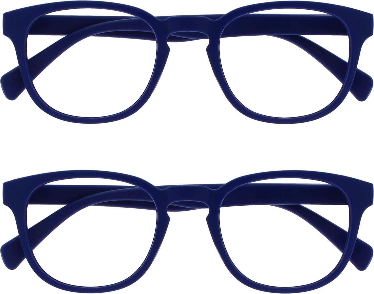 OPULIZE POP Reading Glasses for Women Men,Scratch Resistant Round Matt Frame with Spring Hinges, Blue +3.00 (Pack of 2)
