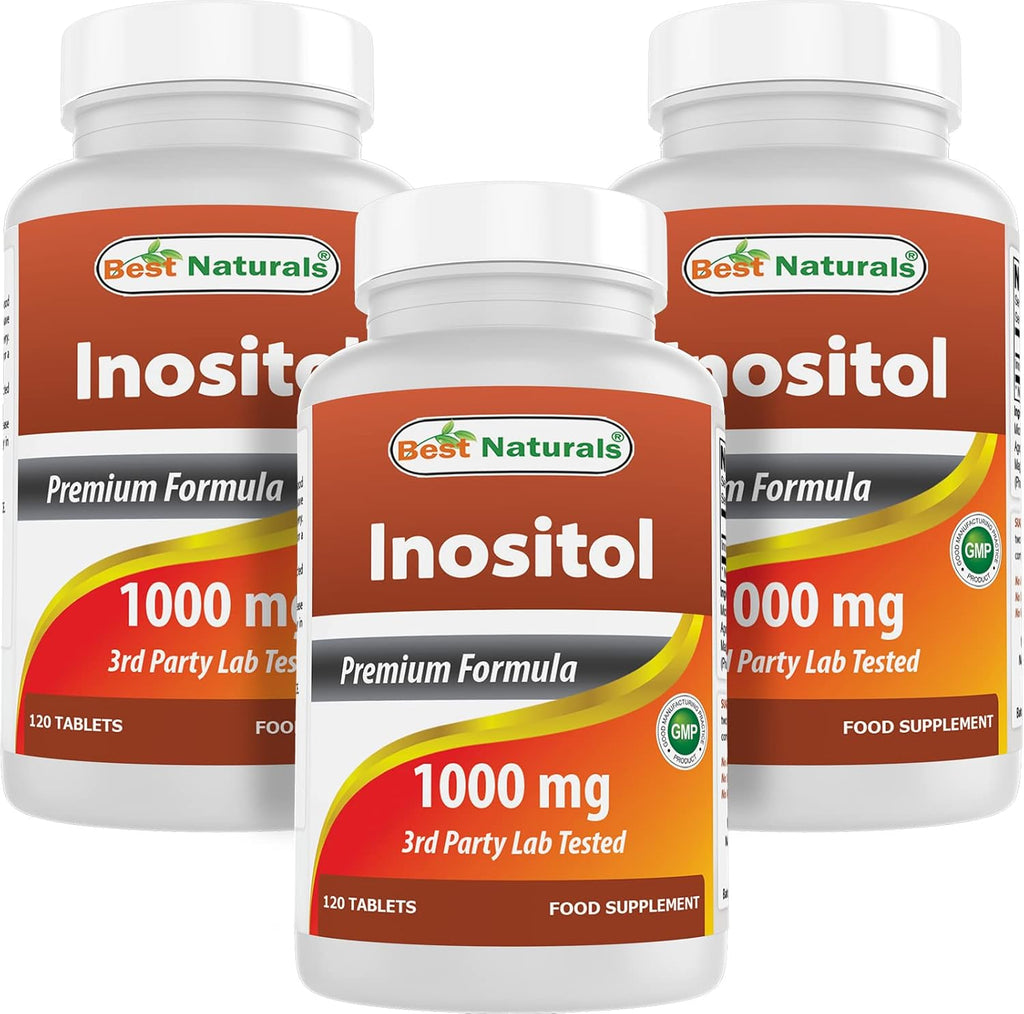 Best Naturals Inositol 1000 mg 120 Tablets (120 Count (Pack of 1)) (120 Count (Packf of 3))