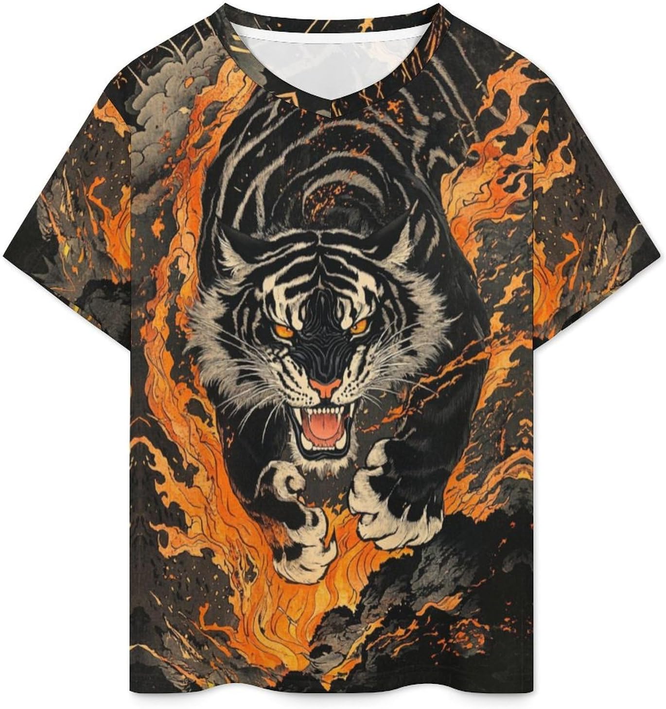 MARSVOVO V Neck T Shirts Men Graphic Short Sleeve Hippie Tees for Men Big and Tall Mens Shirt