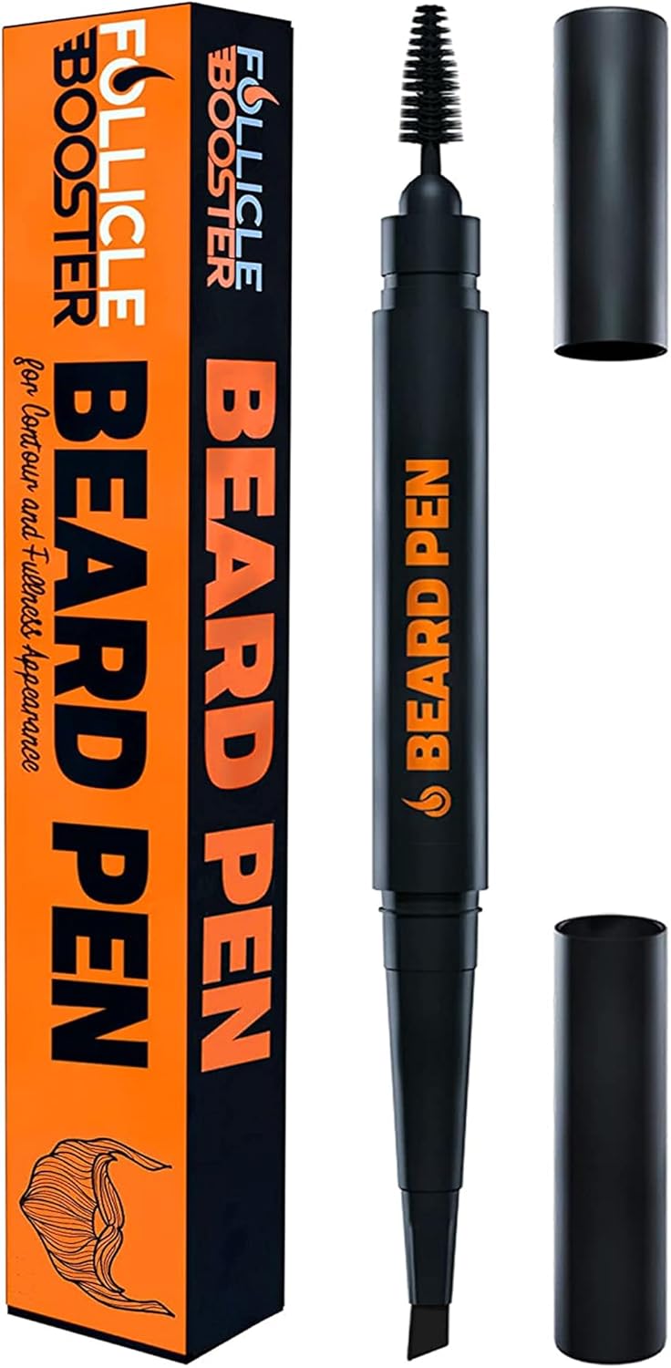 Beard Pen Filler for Men - Barber Styling Grooming Pencil - Waterproof Proof, Sweat Proof, Long Lasting Solution with Natural Finish - Cover Beard and Scalp Patches in Seconds - Black 1 Pack