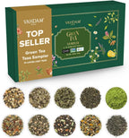 VAHDAM Assorted Green Tea Loose Leaf Tea Gift Set (10 Flavors) | Loose Leaf Green Tea Collection | Includes Himalayan Green Tea Varieties | Packed in Resealable Ziplock Pouches
