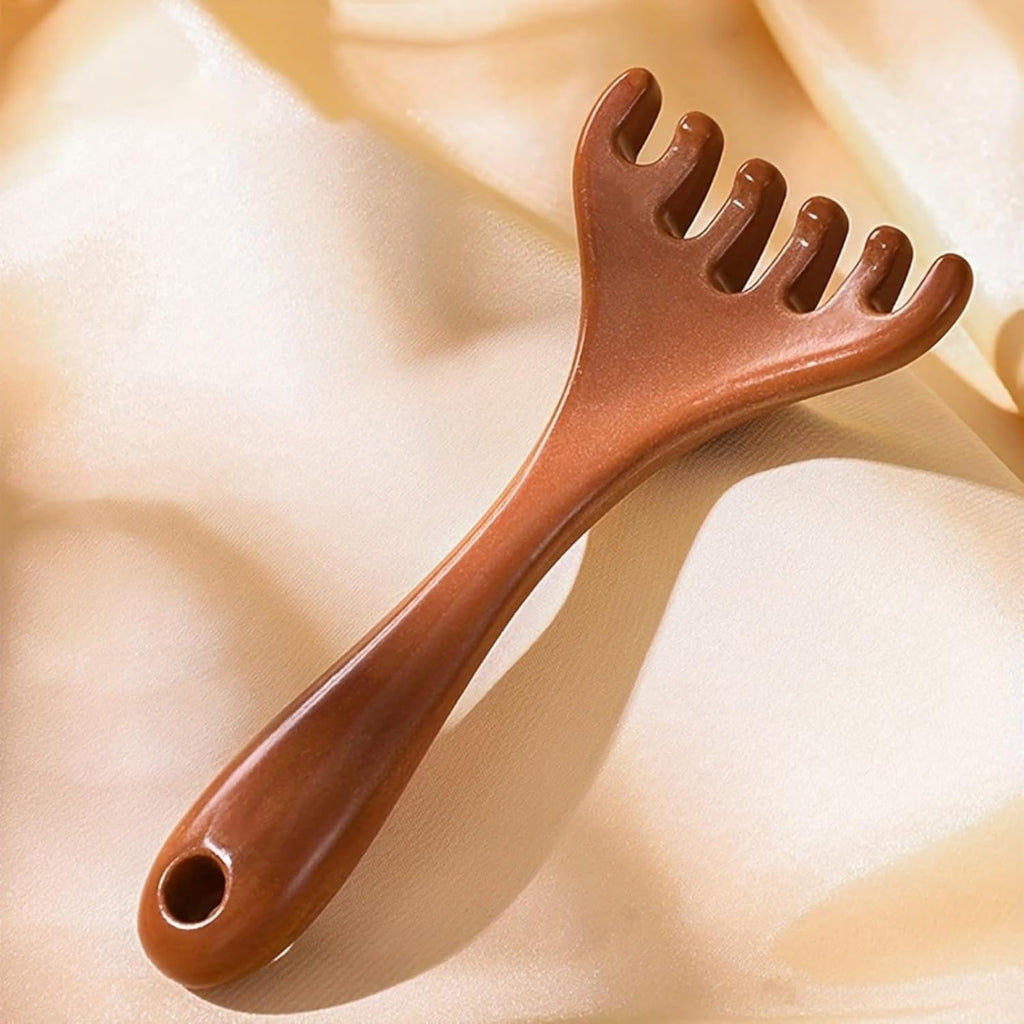 6 Claws Wood Scalp Massager, Sandalwood Gua Sha Comb, Head Scalp Scratcher Massage Tool for Deep Relaxation & Stress Reductio-Tooth Handheld