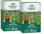 Organic India Original Tulsi Tea - Herbal Tea, Holy Basil and African Basil Calming and Stress Relief Tea, Immune Support, USDA Certified Organic, Non-GMO, Caffeine-Free - 18 Infusion Bags, 2 Pack