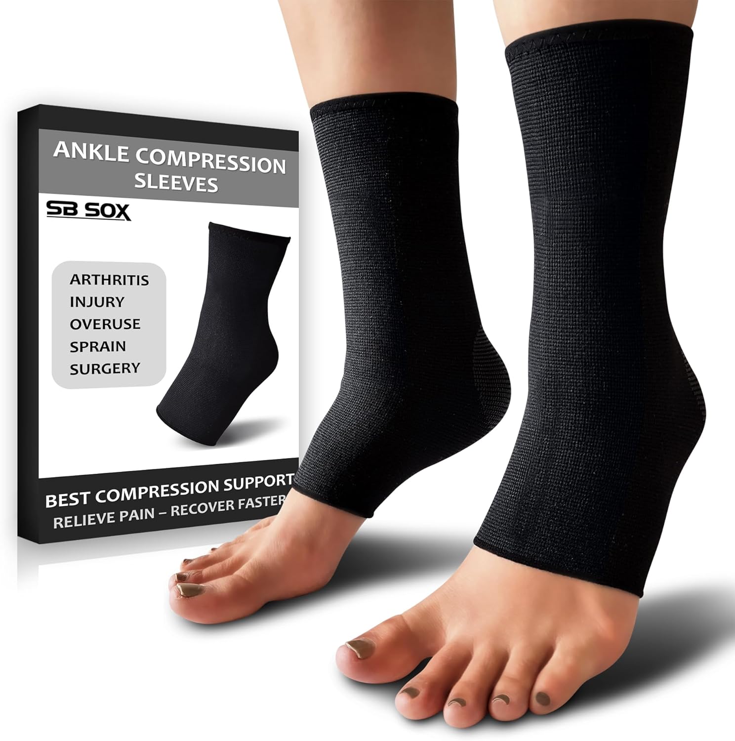SB SOX Ankle Brace for Men & Women (1 Pair) - Ankle Support Stabilizer for Sprained Ankle, Sports, Achilles Tendonitis - Compression Ankle Sleeve