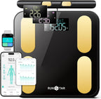 RunStar Scale for Body Weight and Fat, BMI Muscle Mass to 28 Body Composition, FSA&HSA Eligible Digital Bathroom Scales 8-Electrode with Voice Prompt High Accurate Bluetooth Weight Scale, Gold