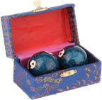 2 Pieces Massage Balls, Chinese Health Balls with Storage Box, Finger Dexterity Massage Compact Baoding Balls for Elderly Middle Aged People, Panda Blue