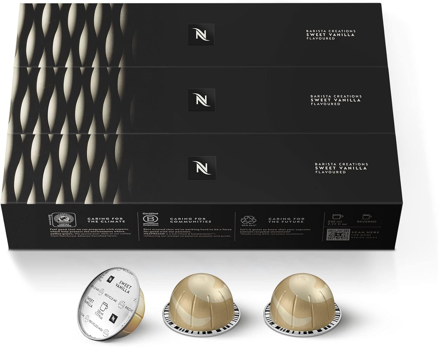 Nespresso Capsules Vertuo, Sweet Vanilla, Medium Roast Coffee, 30 Count Coffee Pods, Brews 7.8oz.