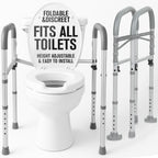 Vive Toilet Safety Rail - Medical Chair for Handicapped & Seniors - Folding Bathroom Frame w/Handles, Arms for Elderly, Disabled - Standalone Grab Bar - Seat Assistance Support Stand Up Assist