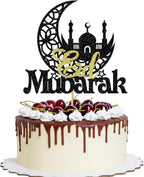Eid Mubarak Cake Topper, 5-Piece Set, Green, Perfect for Eid Festival Party Decorations
