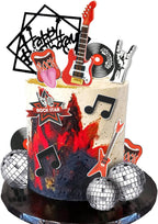 Guitar Cake Toppers Music Theme Birthday Cake Toppers Electric Guitar Model Rock And Roll Cake Decorations For Rockstar Theme Party (Red)