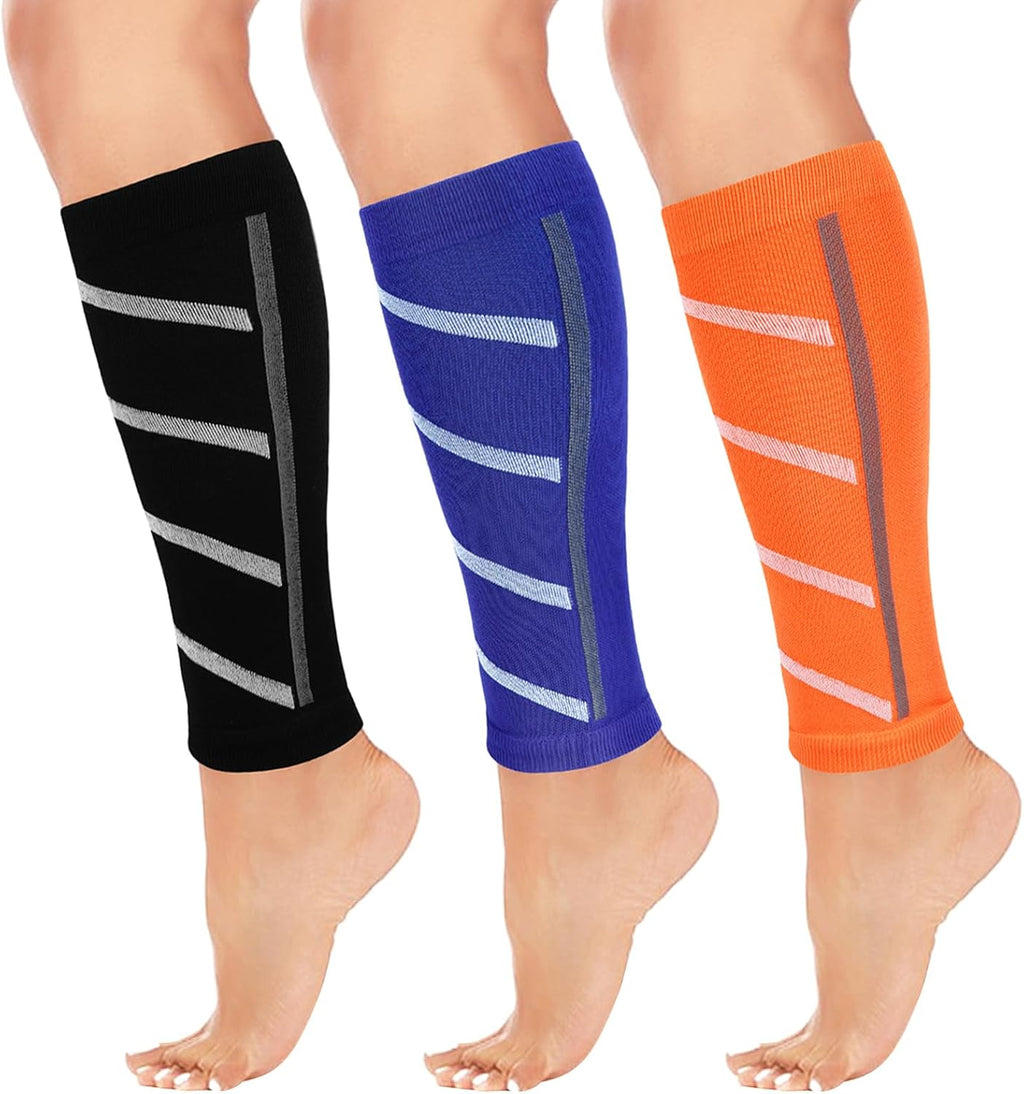 Junely 3 Pairs Calf Compression Sleeve for Men and Women for Running Athletic Nurses Work Support Travel Flight Sports