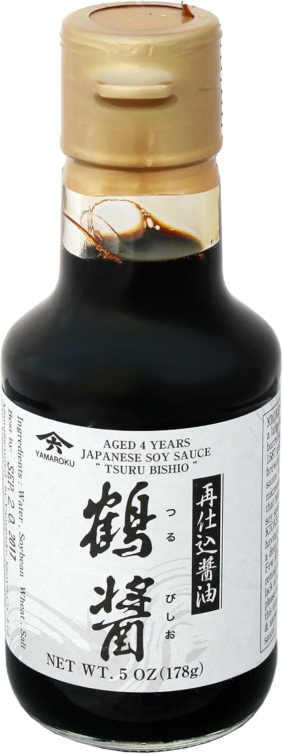 Yamaroku Authentic 4 Year Barrel Aged Premium Japanese Soy Sauce - Shoyu Tsuru Bisiho, Traditional Fermented for Sushi & Cooking, 5 Oz Glass Bottle