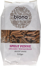 Biona Organic - Spelt Pasta Wholegrain - Penne - 500g (Pack of 5)