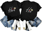Couple Matching Shirt His Queen Her King Print T-Shirts Honeymoon Graphic Tees Short Sleeve Valentine's Day Gift Tops